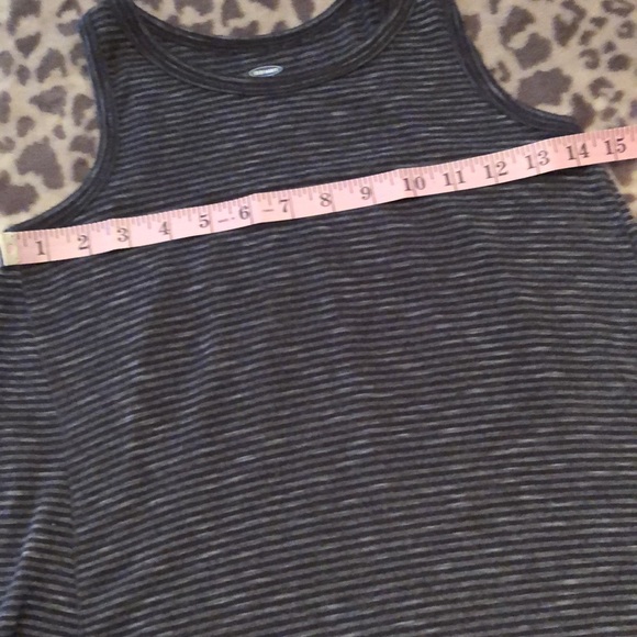 Old Navy Sleeveless Tank Black Gray Stripe Size Large 10 12 High Low Hemline - Picture 7 of 12